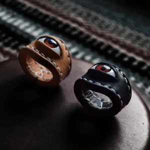 Vintage Evil Eye Leather Scarf Ring