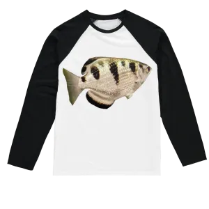 White Black Fish Sublimation Baseball Long Sleeve T-Shirt