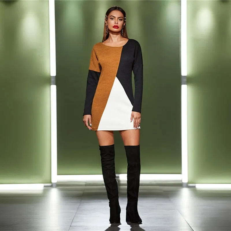Women's Autumn Casual Loose Mini Sweater Dress