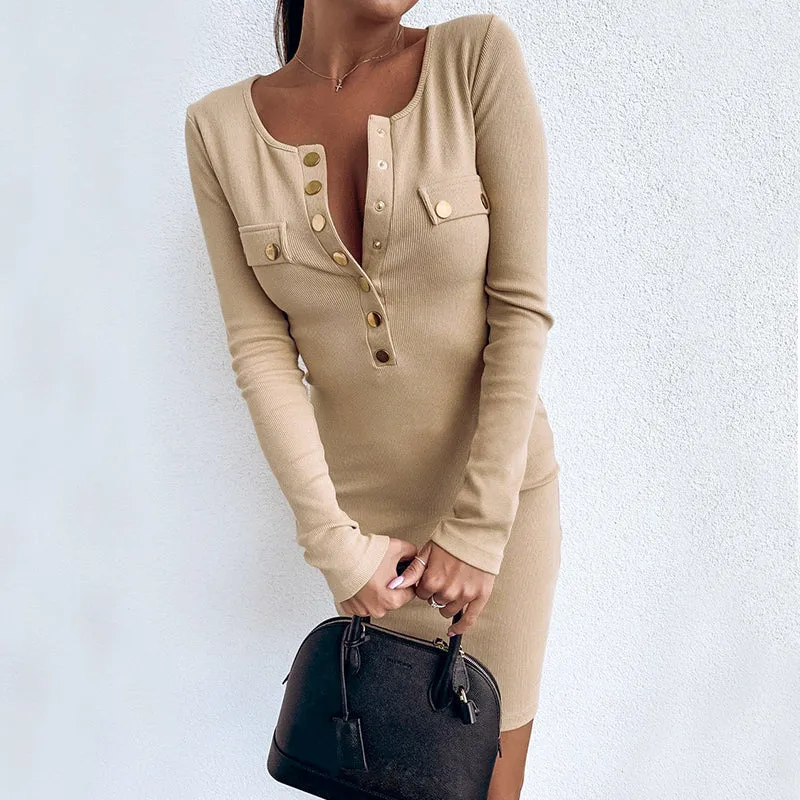 Women's Autumn/Winter Knitted Sheath Short Sweater Dress