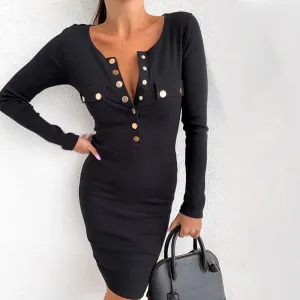 Women's Autumn/Winter Knitted Sheath Short Sweater Dress