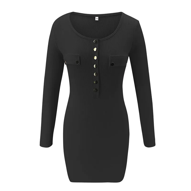 Women's Autumn/Winter Knitted Sheath Short Sweater Dress