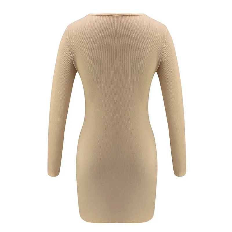 Women's Autumn/Winter Knitted Sheath Short Sweater Dress